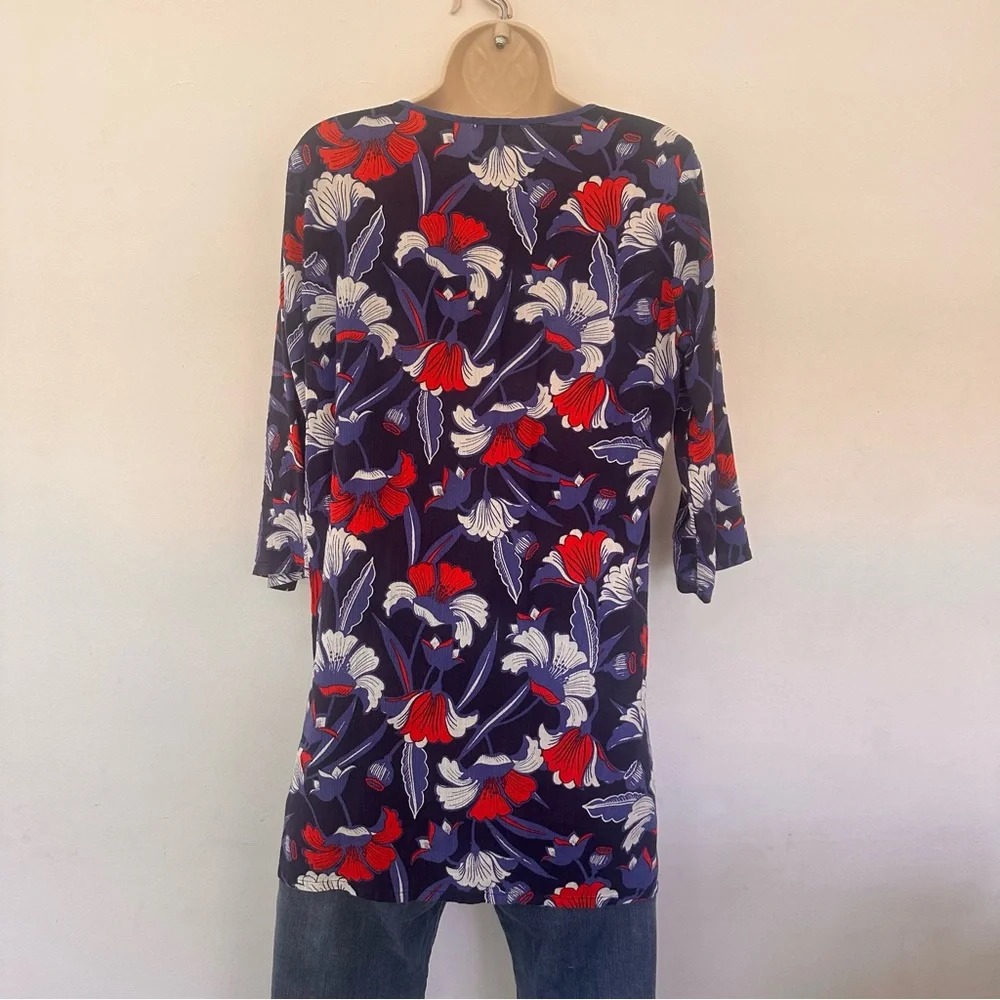 J. Crew Blue and Red floral Tunic cover-up Size Small - Picture 2 of 8